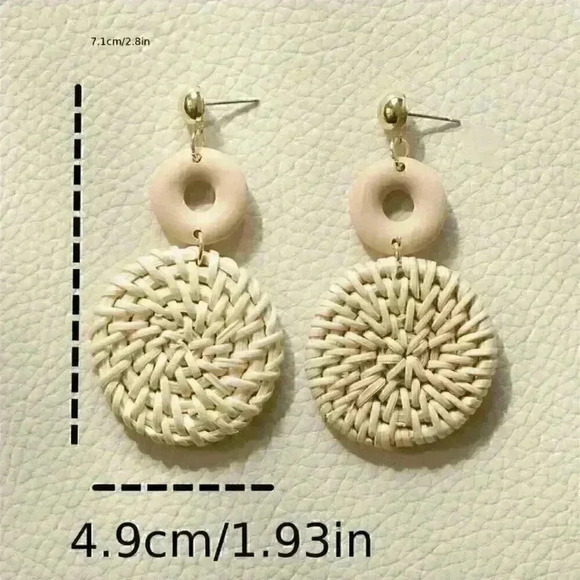 Rattan Dangle Earrings - Picture 4 of 4